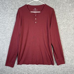 Mack Weldon Men's Long Sleeve Henley Shirt Size XL Dark Red